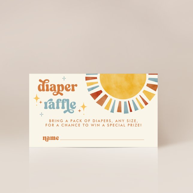 Here Comes the Son Boho Retro Sun Diaper Raffle Enclosure Card (Creator Uploaded)