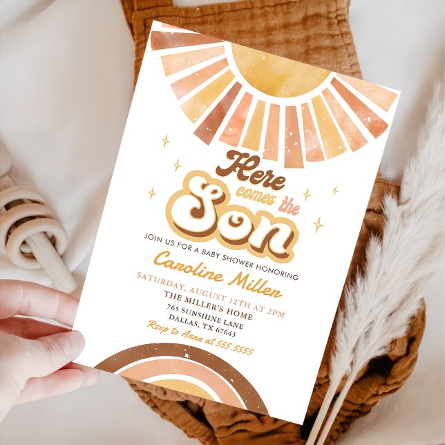 Here Comes the Son Boho Sunshine Baby Shower Invitation (Creator Uploaded)
