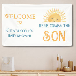 Here Comes The Son Boy Baby Shower Banner