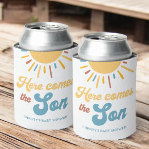 Here Comes The Son Boy Baby Shower Favours Can Cooler