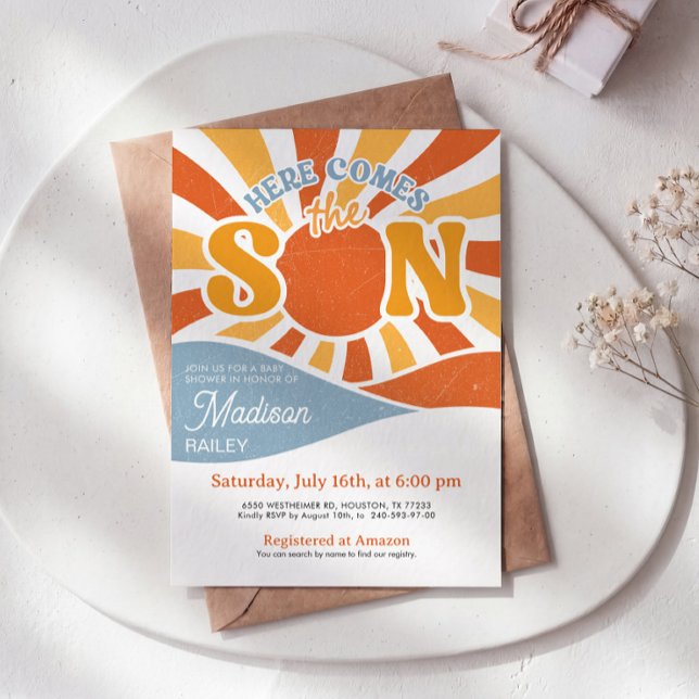 Here Comes the Son Boy Baby Shower Invit Invitation (Creator Uploaded)