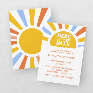 Here Comes The Son Boy Baby Shower Invitation