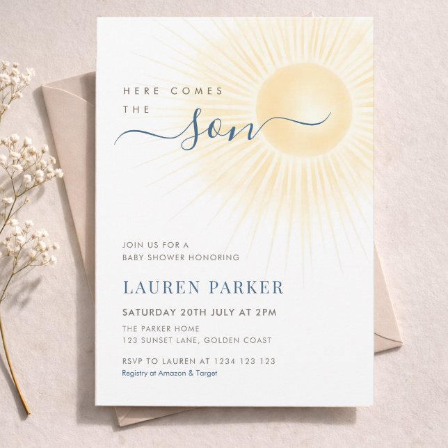 Here Comes The Son Boy Baby Shower Invitation (Creator Uploaded)