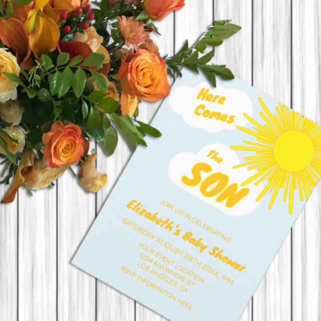 Here Comes The Son Boy Baby Shower Invitation (Creator Uploaded)