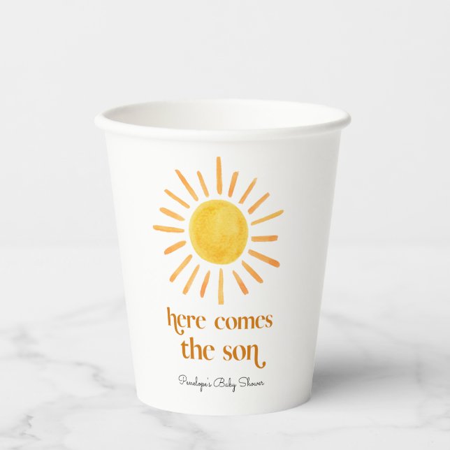 Here Comes the Son Boy Baby Shower Paper Cups (Front)