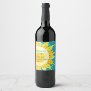 Here Comes the Son Boy Blue Sunshine Baby Shower Wine Label
