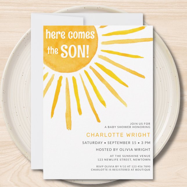 Here Comes The Son Boy's Baby Shower Invitation (Creator Uploaded)