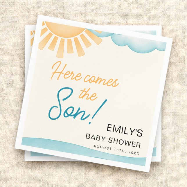 Here Comes the Son Boy's Baby Shower  Napkin (Creator Uploaded)