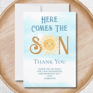 Here Comes The Son Boy's Baby Shower Thank You Card