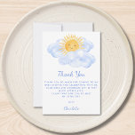 Here Comes The Son Boy's Baby Shower Thank You Card<br><div class="desc">This cute boy's baby shower thank you card is decorated with a yellow watercolor sun,  clouds,  and stylish blue typography. Easily customizable. Original Watercolor © Michele Davies.</div>