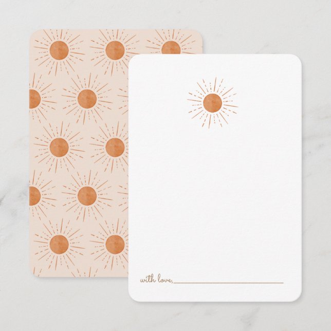 Here comes the son Burnt Orange Sun Time Capsule Thank You Card (Front/Back)