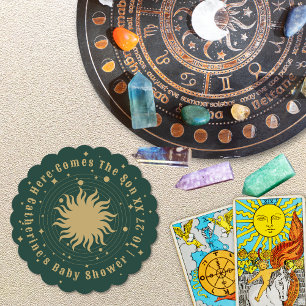 Here Comes The Son Celestial Baby Shower Paper Coaster