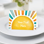 Here Comes the Son Food Labels Place Cards<br><div class="desc">Drenched in retro sunshine, this design is a wonderful blend of nostalgic aesthetics and contemporary functionality. The motif is a stunning array of muted yellow, blue, orange, and terracotta hues that create a warm and inviting atmosphere right off the bat. Personalize each card by adding the specific food item's name,...</div>
