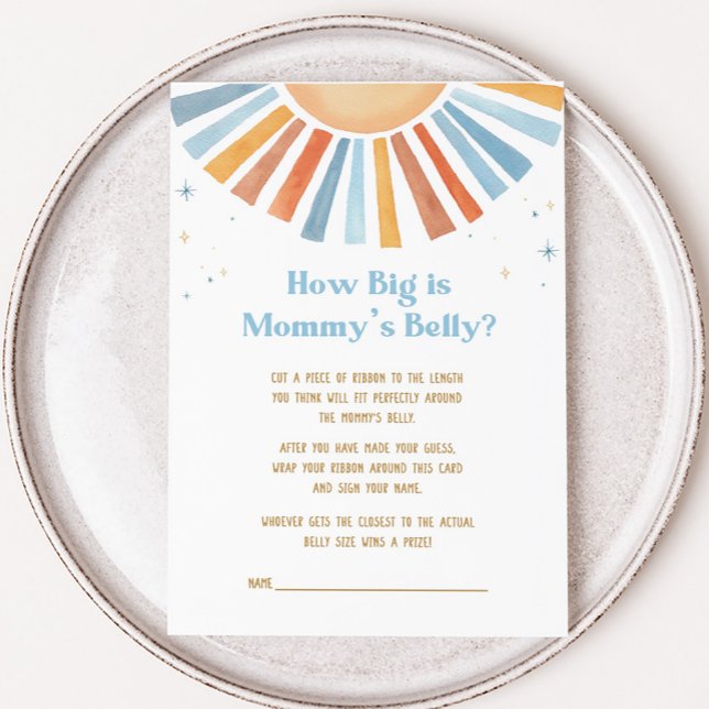 Here Comes the Son How Big is Mommy's Belly Game (Boho Sunshine Baby Shower How Big is Mommy's Belly Game)