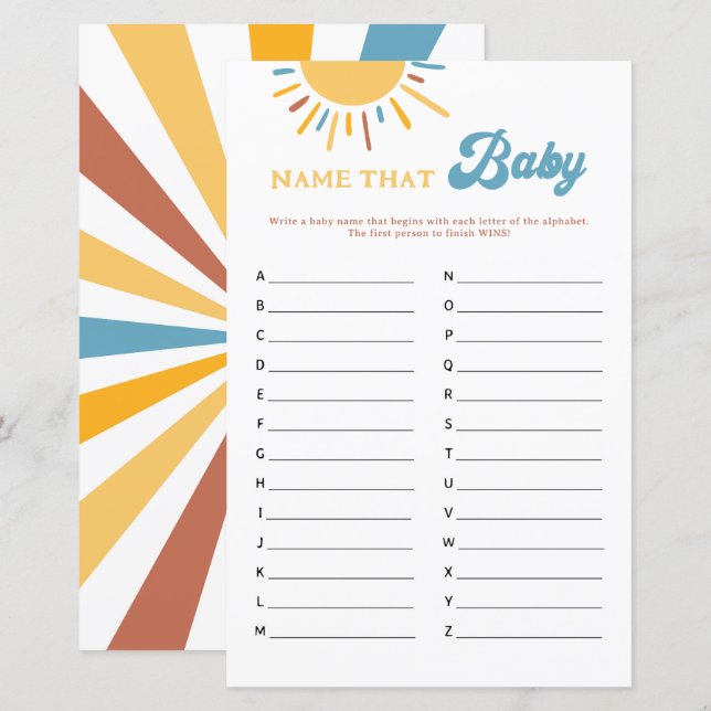 Here Comes The Son Name That Baby Game (Front/Back)