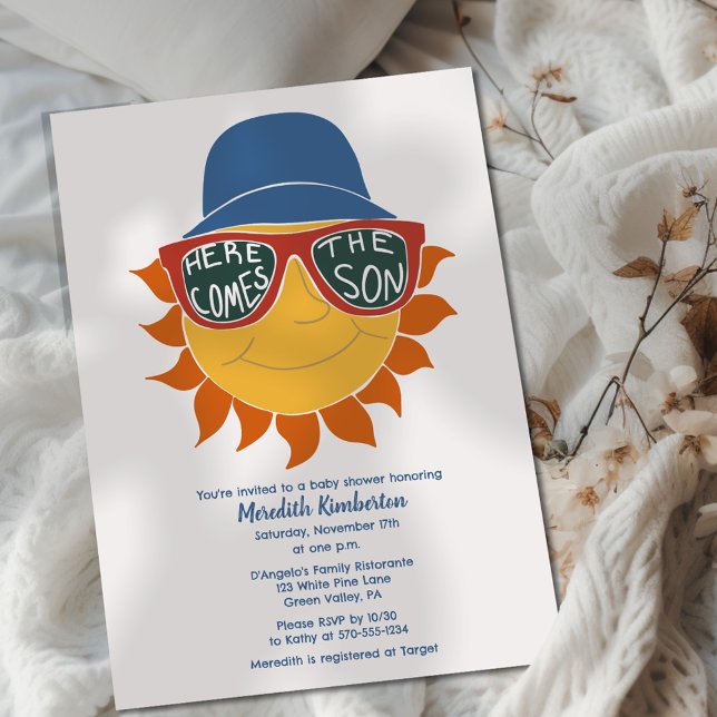 Here Comes the Son Plaid Baby Boy Shower Invitation (Creator Uploaded)
