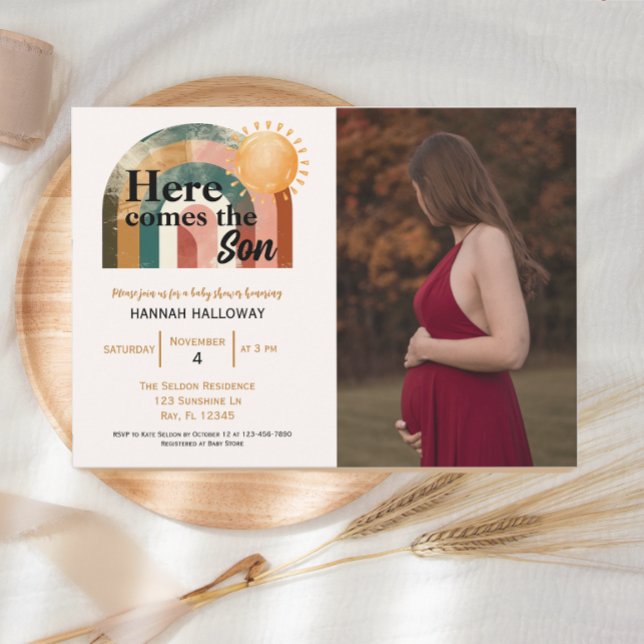 Here Comes the Son Rainbow Baby Shower Photo Invitation (Creator Uploaded)