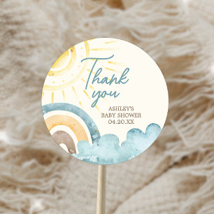 Here Comes The Son Retro Baby Shower Classic Round Sticker