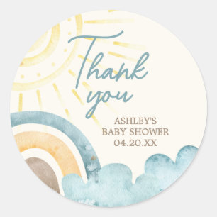 Here Comes The Son Retro Baby Shower Classic Round Sticker