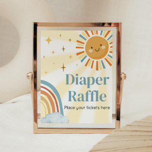Here Comes the Son Retro Baby Shower Diaper Raffle Poster