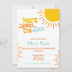 Here Comes the Son retro baby shower Invitation