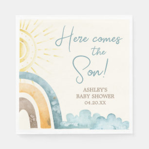 Here Comes The Son Retro Baby Shower Napkin