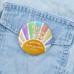 Here Comes The Son Retro Boys Baby Shower 1 Inch Round Button<br><div class="desc">Celebrate in style with these trendy baby shower buttons. This design is easy to personalize with your special event wording and your guests will be thrilled when they see these fabulous favour buttons. Matching items can be found in the collection.</div>