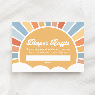 Here Comes the Son Retro Diaper Raffle Ticket Enclosure Card