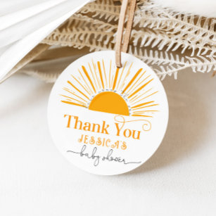 Here comes the son sun baby shower favour tags