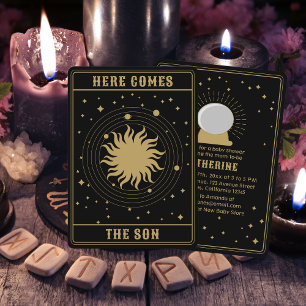 Here Comes The Son   Sun Tarot Baby Shower Invitation