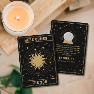Here Comes The Son   Sun Tarot Baby Shower Thank You Card