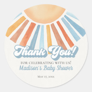 Here Comes the Son Sunshine Baby Shower Favour Classic Round Sticker