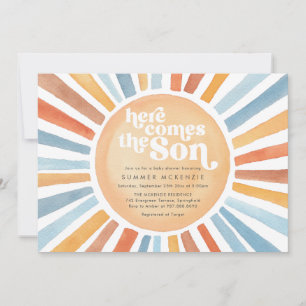 Here Comes The Son Sunshine Baby Shower Invitation