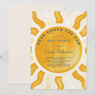Here Comes The Son Sunshine Baby Shower Invitation