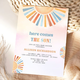 Here Comes The Son Sunshine Baby Shower Invitation