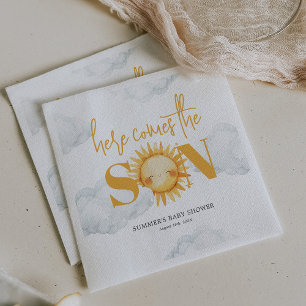 Here Comes The Son Sunshine Baby Shower Napkin