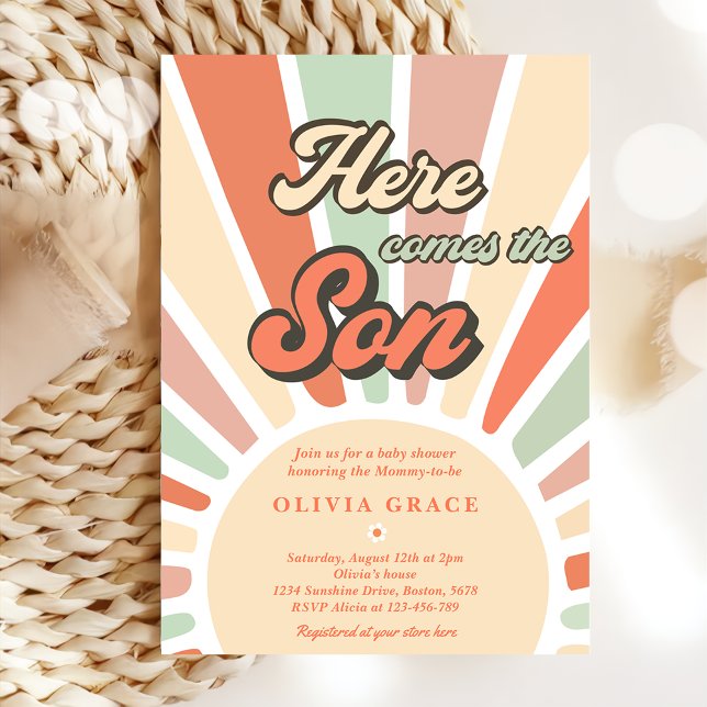 Here Comes The Son Sunshine Baby Shower Party  Invitation (Creator Uploaded)
