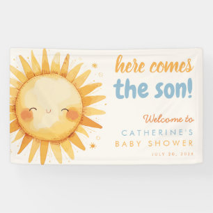 Here Comes the SON Sunshine Boho Boy Baby Shower Banner