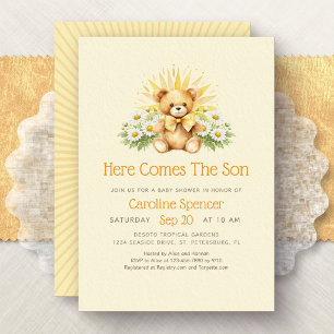 Here Comes The Son Sunshine Boy Baby Shower Invitation