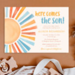 Here comes the son sunshine boy baby shower invitation<br><div class="desc">For more advanced customization of this design,  simply select the "Edit using Design Tool" button above!</div>