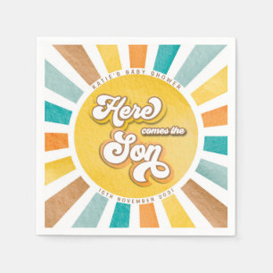 Here Comes the Son Sunshine Boy Baby Shower Napkin