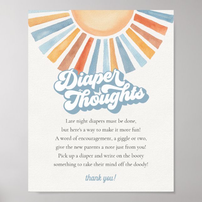 Here Comes the Son Sunshine Diaper Thoughts Game Poster (Front)