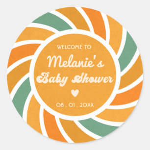 Here Comes The Son Sunshine Groovy Cute Retro  Classic Round Sticker