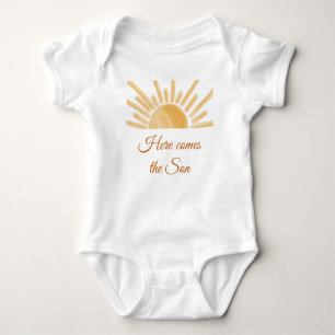 Here Comes the Son Sunshine Yellow Ray Baby Shower Bodysuit