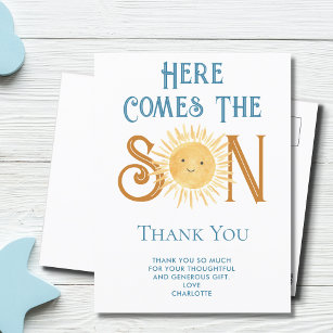 Here Comes The Son Thank You Postcard