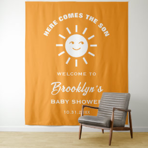 Here Comes The Son Trendy Sun Baby Shower Backdrop Tapestry