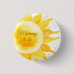 Here Comes the Son Yellow Sunshine Baby Shower 1 Inch Round Button