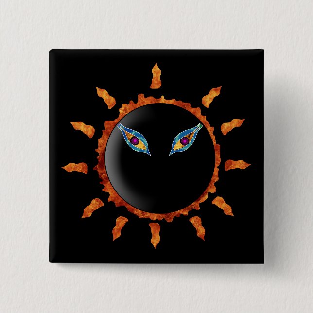 Here Comes The Sun 2 Inch Square Button (Front)