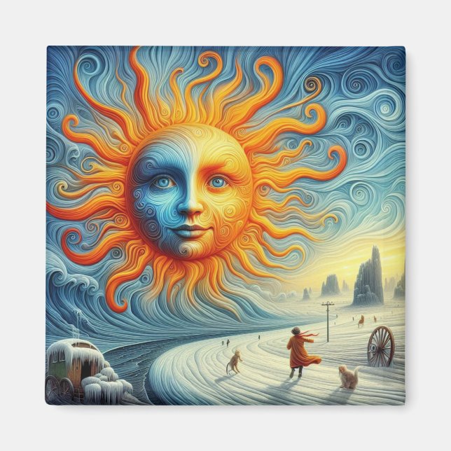 Here Comes The Sun - AI Art Print Magnet (Front)