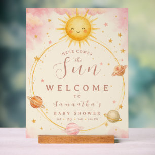 Here Comes the Sun Baby Girl Shower Print Acrylic Sign
